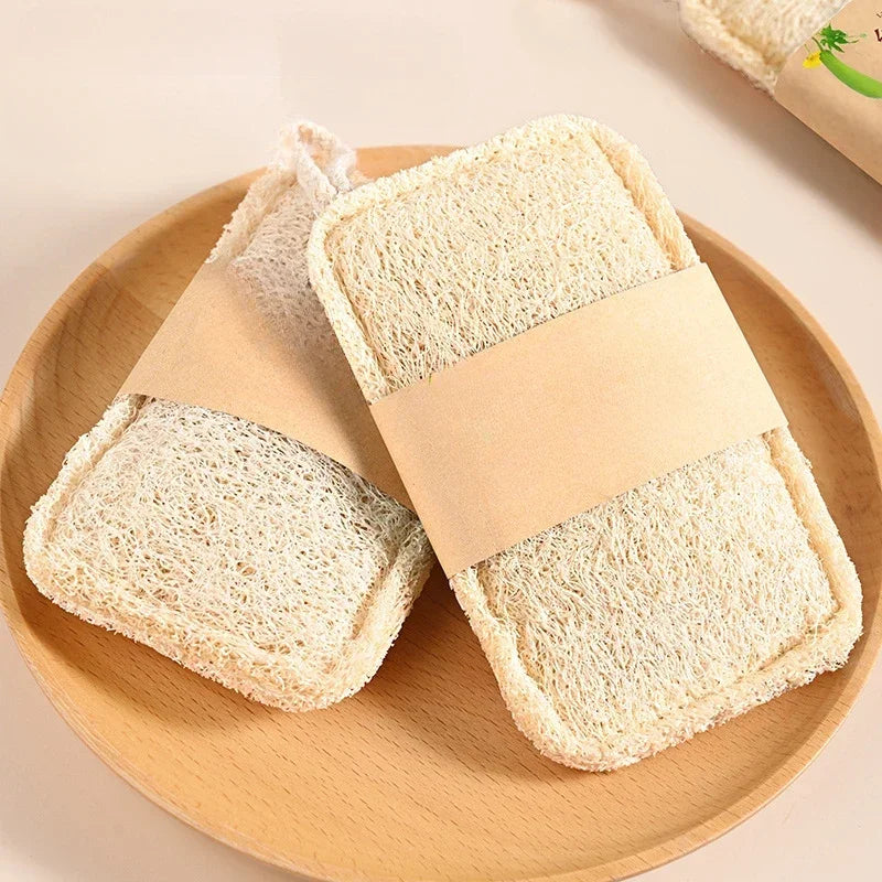 Natural Loofah Exfoliating Sponges, 6-Pack — Bamboo Fiber Body Scrubbers
