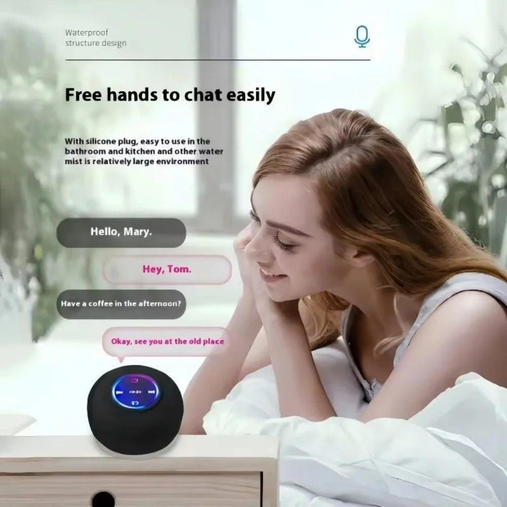 AquaBeat Mini Bluetooth Speaker – IPX4 Waterproof with LED Light & Suction Cup