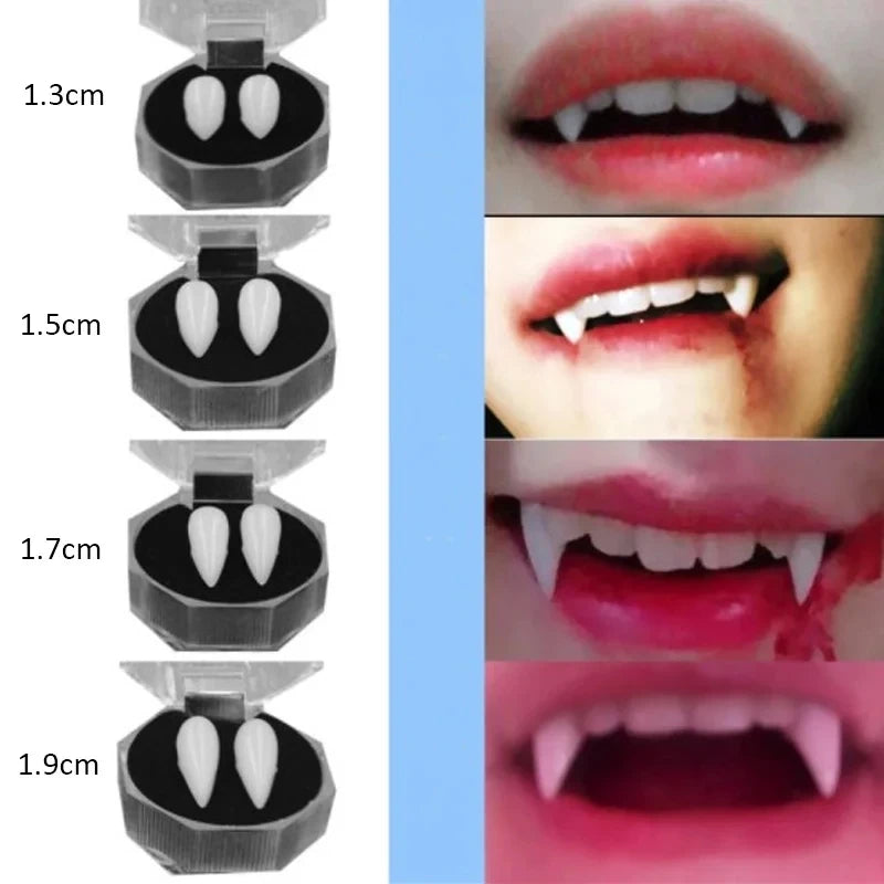 Realistic Vampire Teeth Fangs – Halloween Costume Teeth with Adhesive