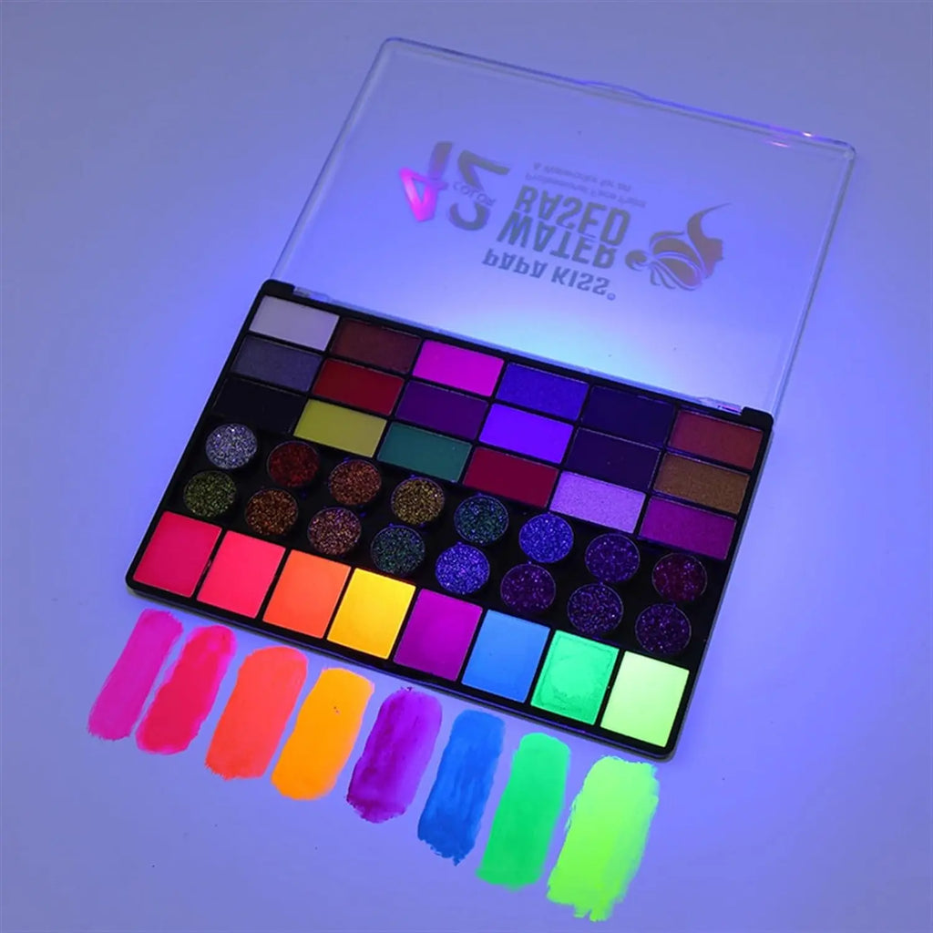 Halloween Face & Body Paint Set – 42 Colors UV Neon Glitter