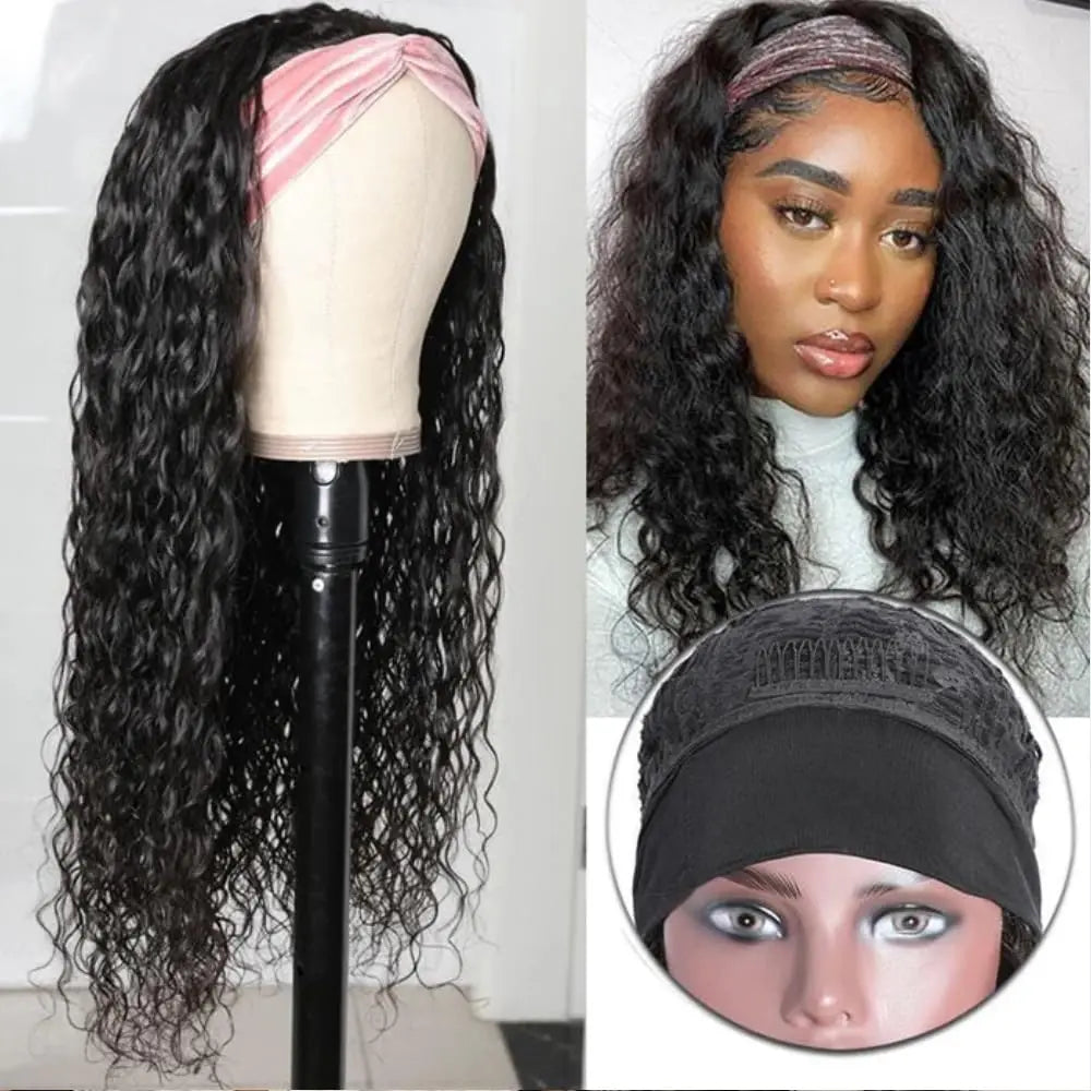 Deep Water Wave Human Hair Headband Wig