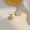 Starfish Shell Pearl Stud Earrings