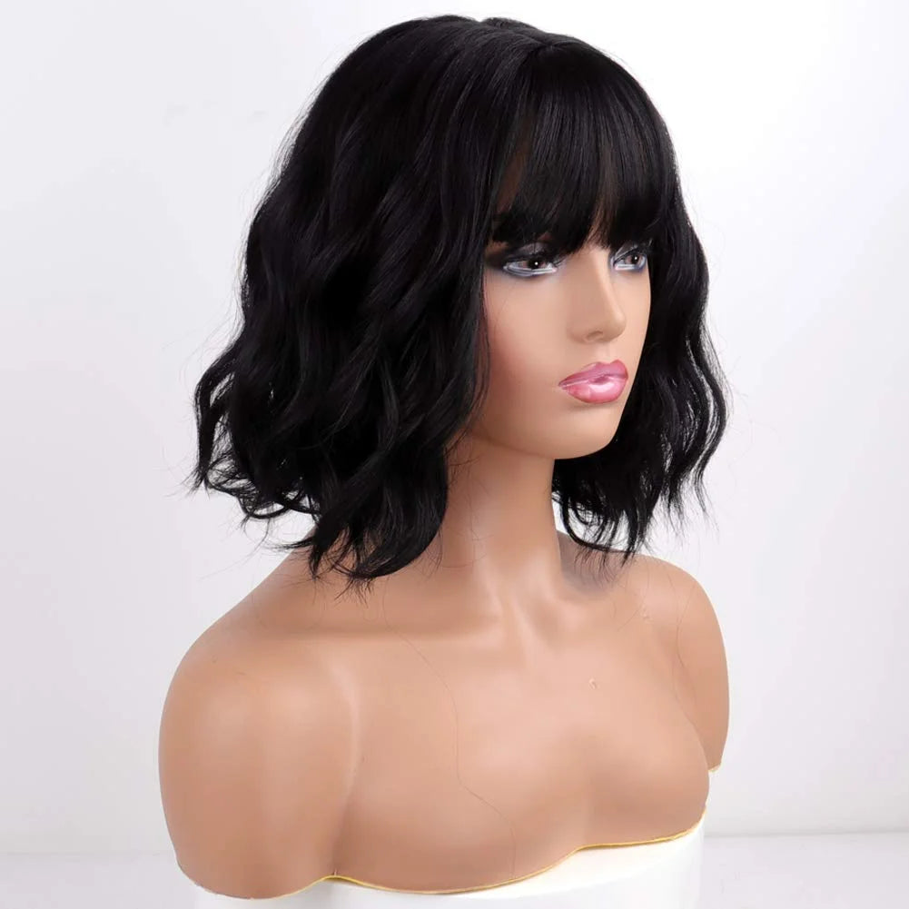 Curly Bob Wig with Bangs – 3x1 Lace Front, 200% Density