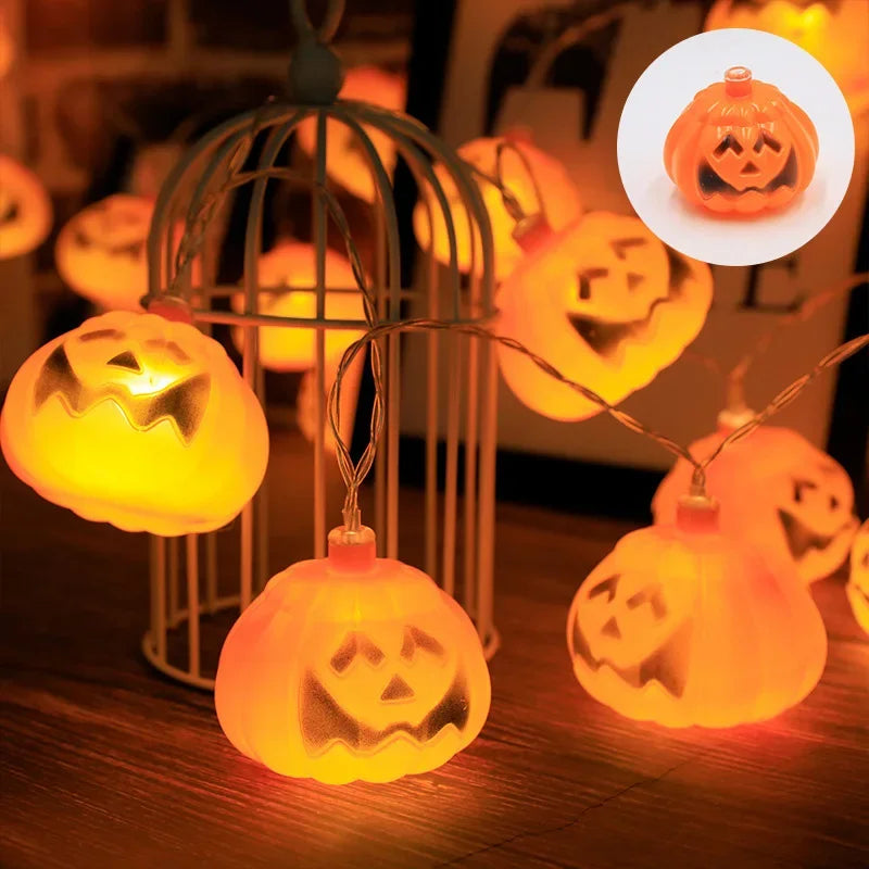 Halloween LED String Lights – Skull, Pumpkin & Bat Fairy Light Garland for Indoor/Outdoor Decor (22 Styles)