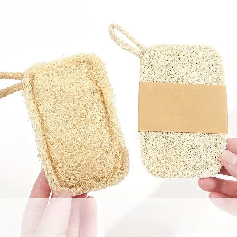 Natural Loofah Exfoliating Sponges, 6-Pack — Bamboo Fiber Body Scrubbers