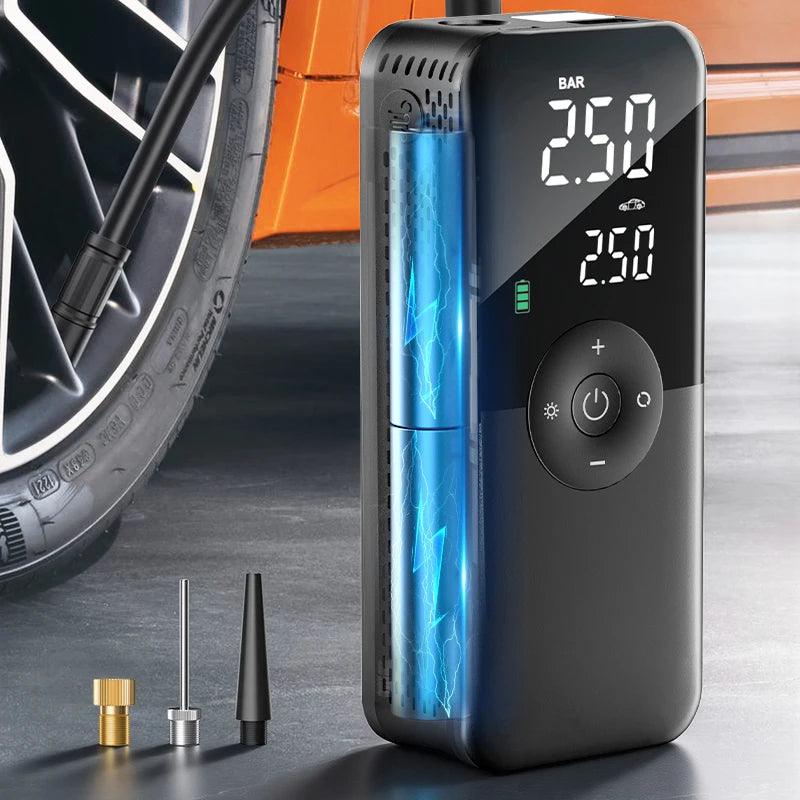 Rechargeable Cordless Tire Inflator – Portable Air Compressor with Digital Display (Car, Motorcycle, Bike, Balls)