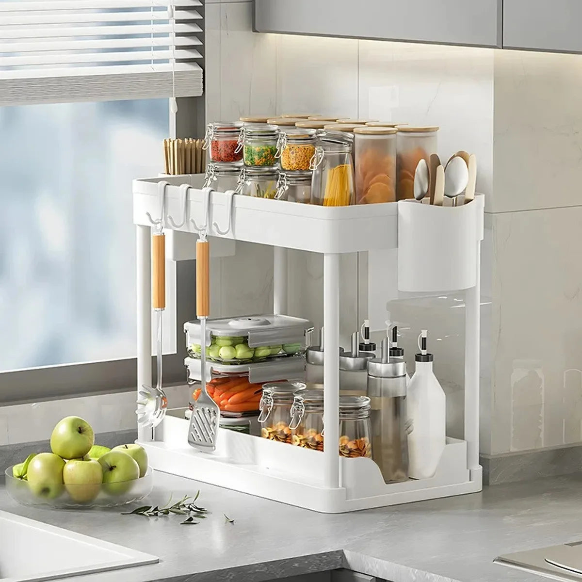 TidyBase 2-Tier Under Sink Organizer – Sliding Cabinet Storage Rack