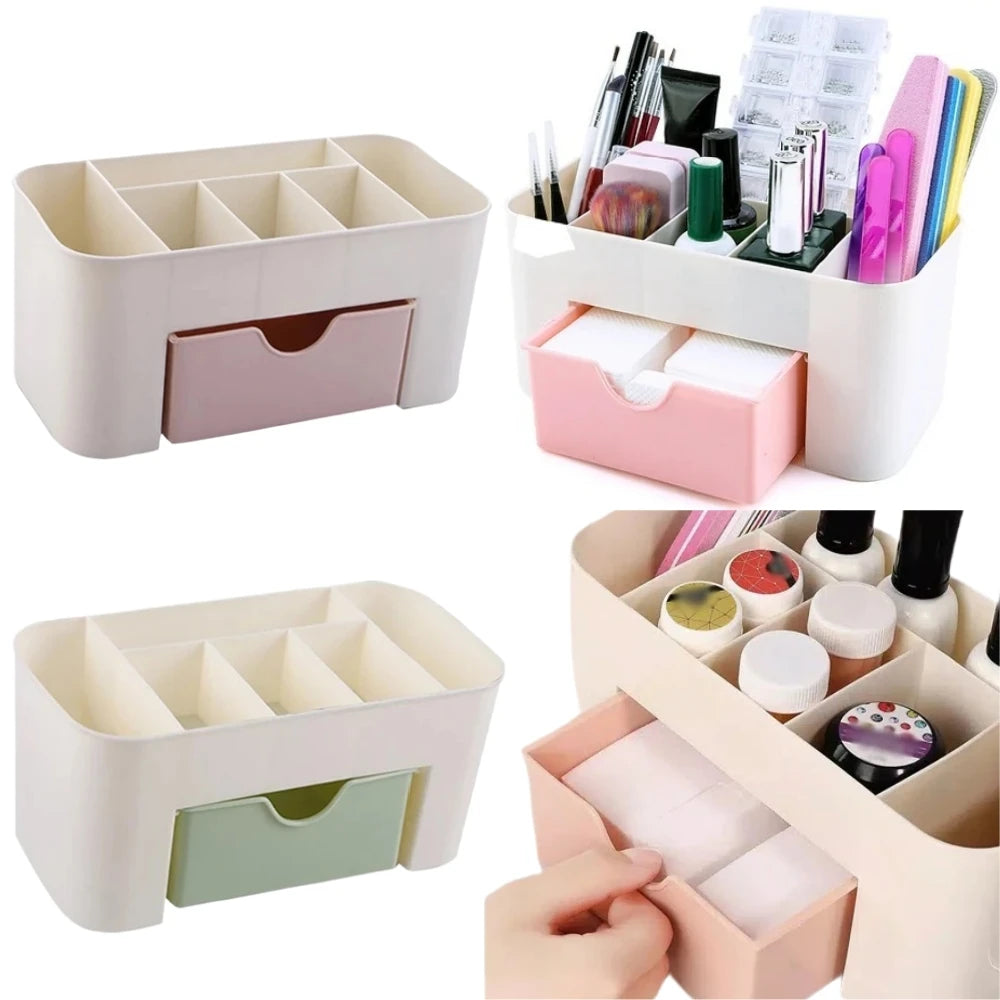 Nail Art Organizer Box – Desktop Drawer Storage for Cosmetics & Tools
