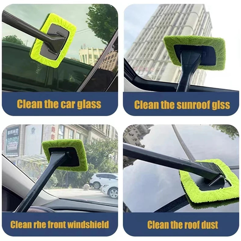 Car Window Cleaner Brush Kit – Interior Windshield Cleaning Tool with Long Handle (4 Colors)