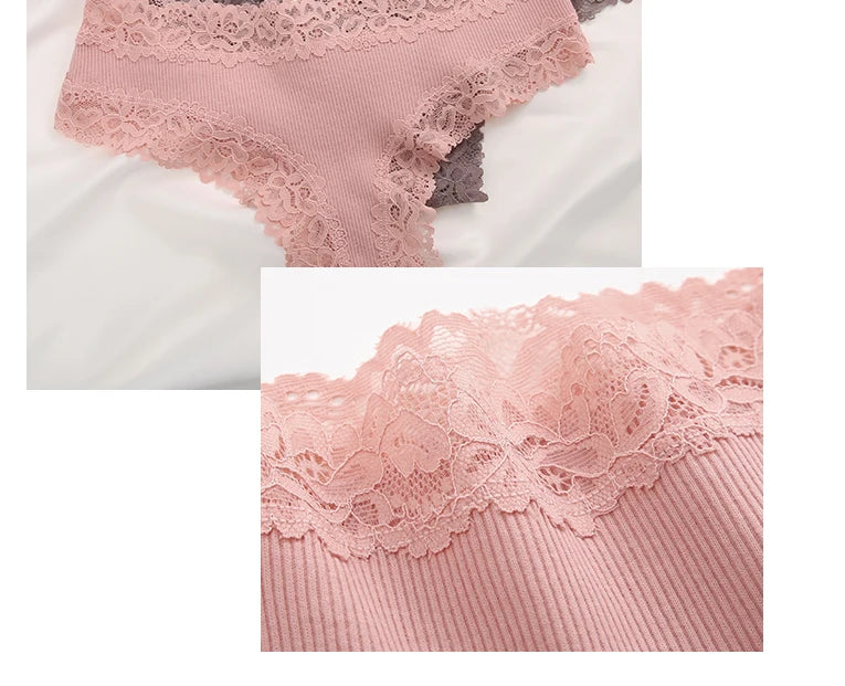 Women's Lace Seamless Brazilian Panties, 3-Pack — Cotton Ribbed Intimates