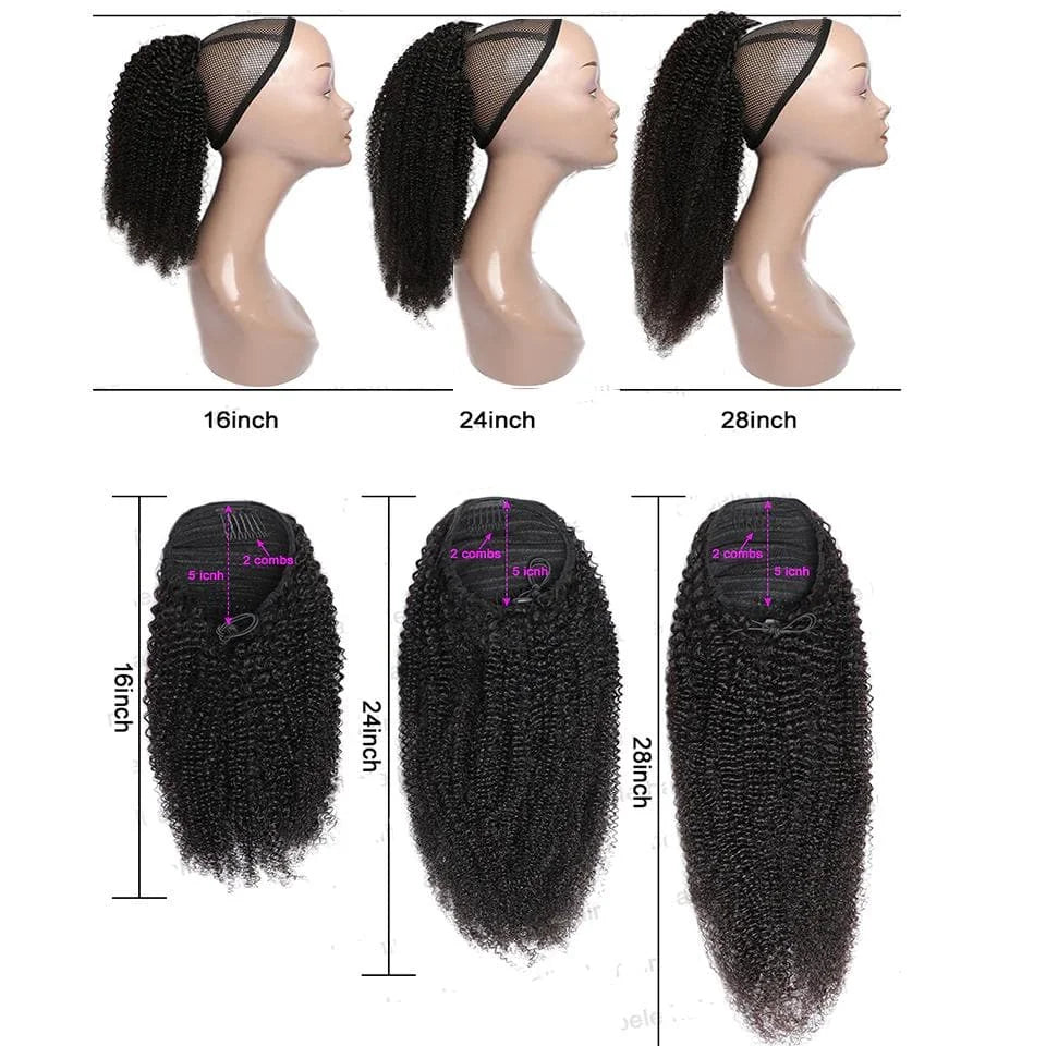 Deep Wave Drawstring Ponytail Extension – Curly Human Hair Blend