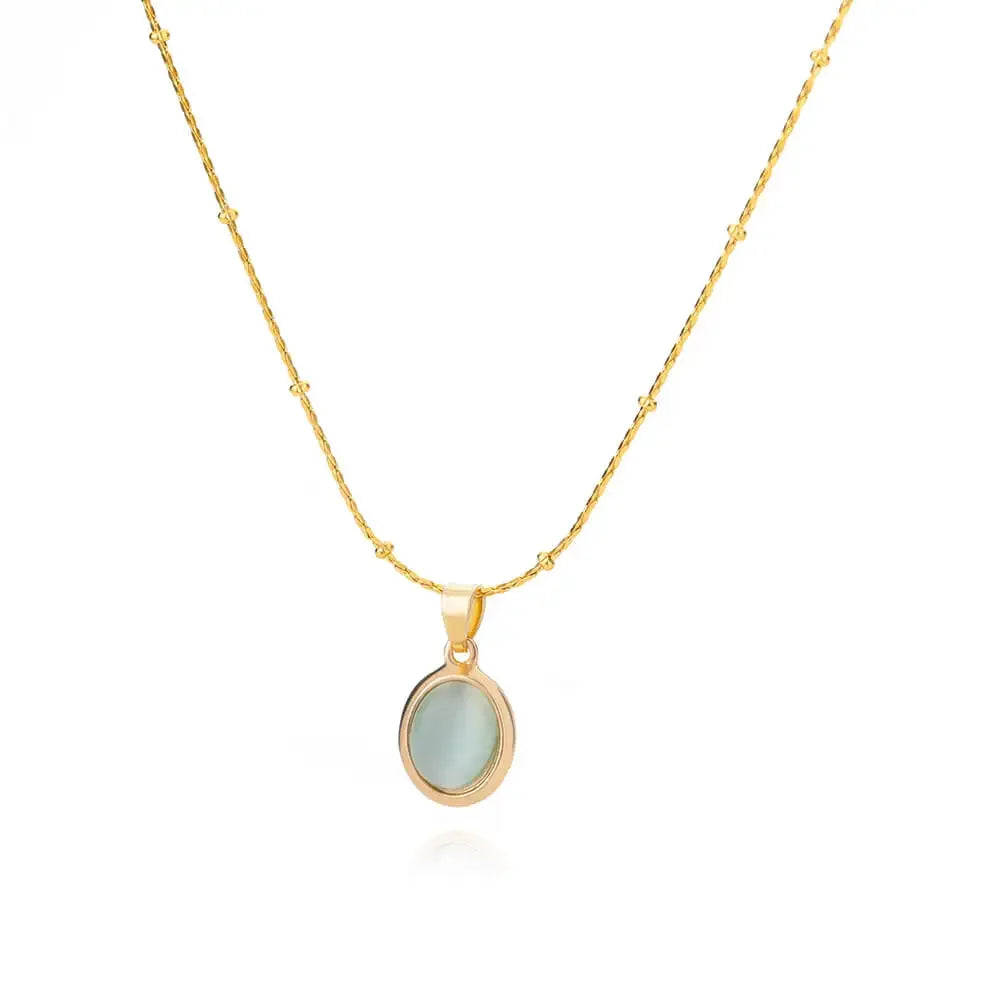 Opal Oval Pendant Necklace