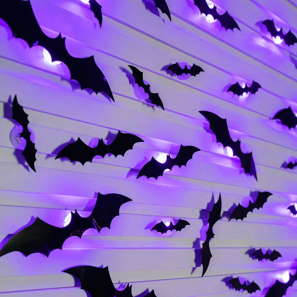 LED Halloween Bat Night Lights – 3D Window & Wall Decor (12/24 Pack)