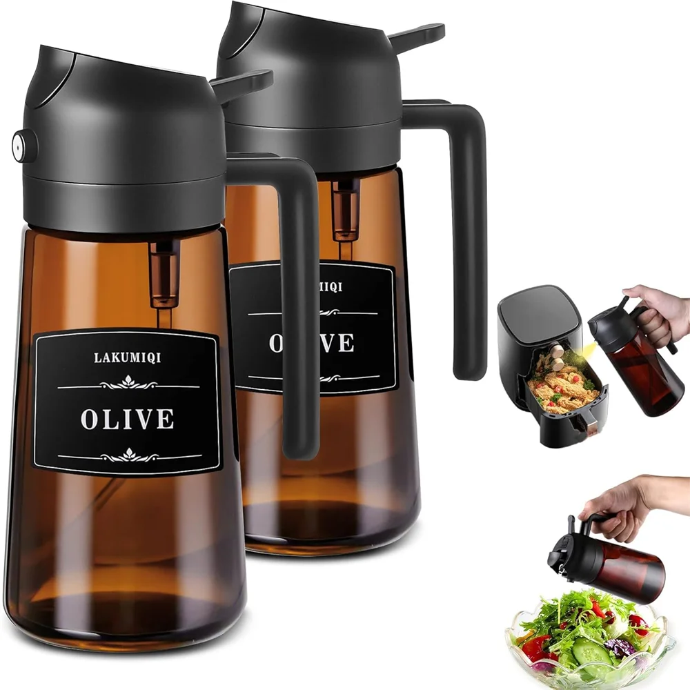 2-in-1 Glass Oil Dispenser & Sprayer – Olive Oil Mister Bottle