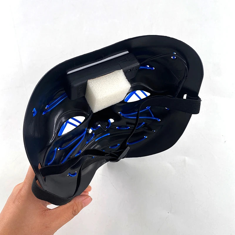 Neon LED Halloween Mask – Light-Up Horror Cosplay Party Mask