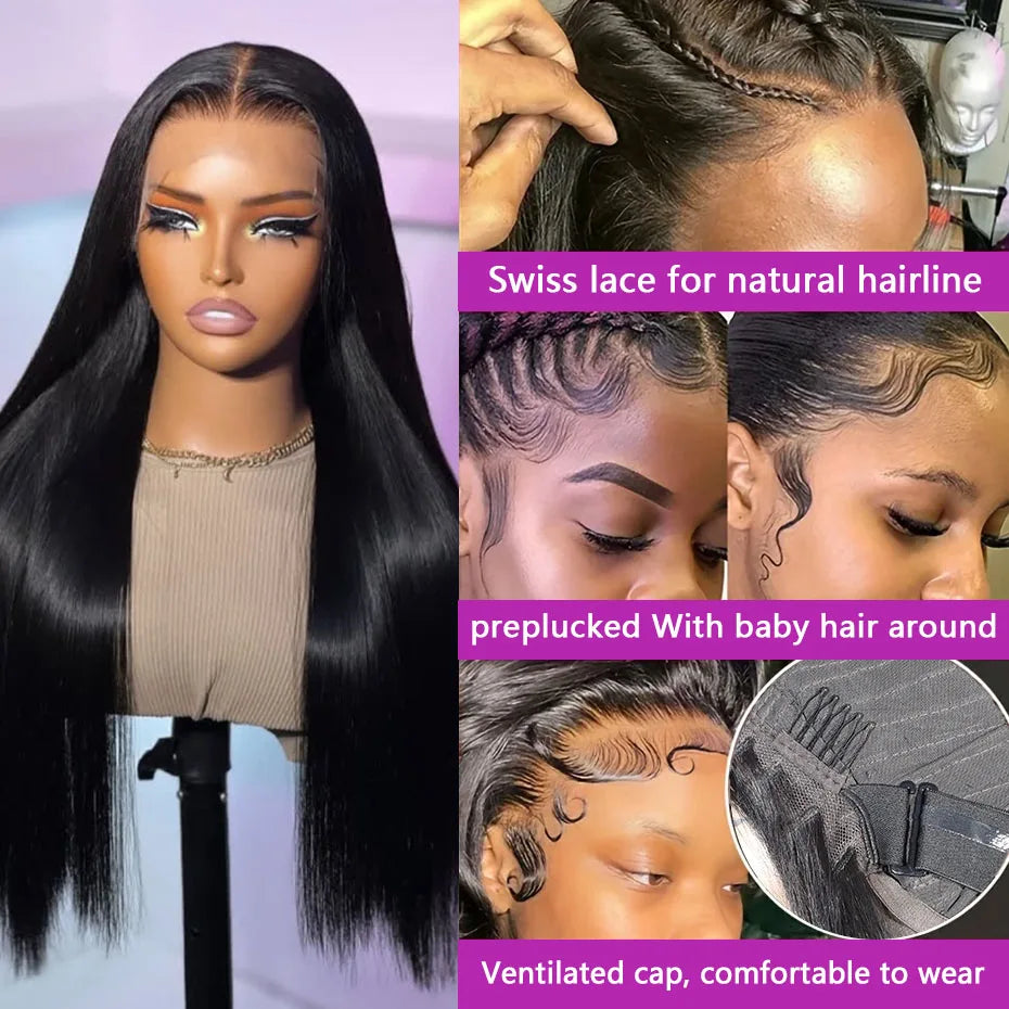 Bone Straight HD Lace Frontal Wig – Glueless Pre-Plucked, 250% Density