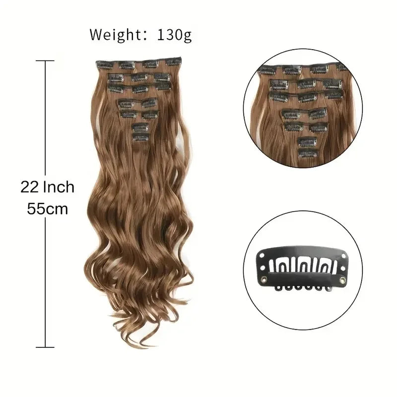 22-Inch Curly Clip-In Hair Extensions – 7-Piece Full Head Set