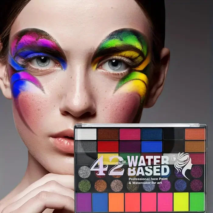 Halloween Face & Body Paint Set – 42 Colors UV Neon Glitter