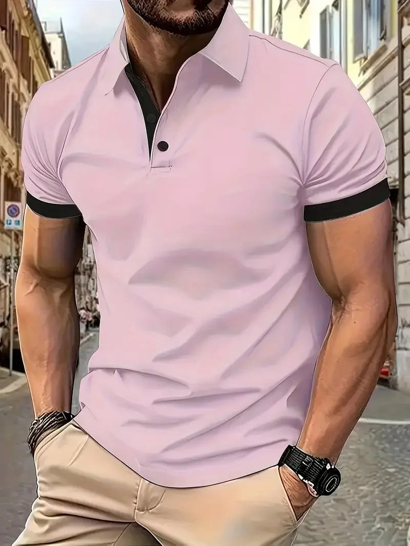 Men's Color Block Slim Fit Polo Shirt