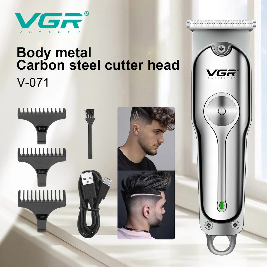 Heavy-Duty Stainless Steel Hair & Beard Trimmer – Professional Cordless Clipper