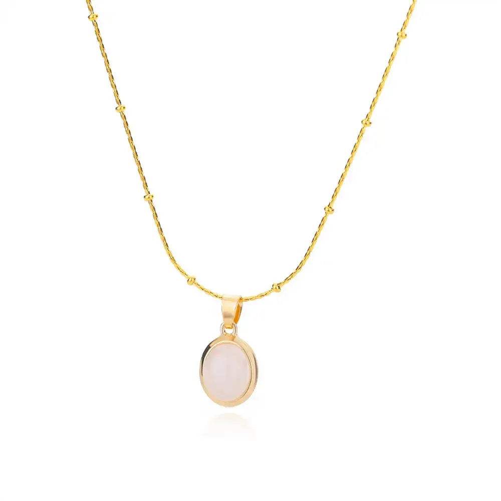 Opal Oval Pendant Necklace