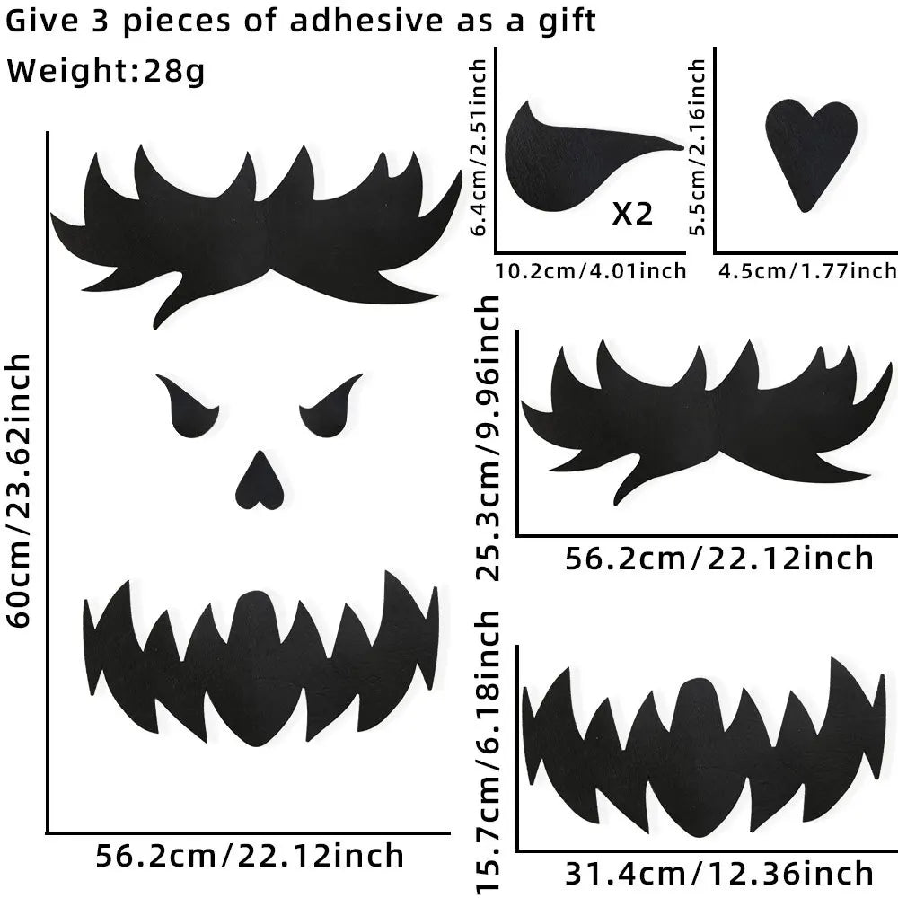 Halloween Felt Window Stickers – Spooky Devil, Witch & Ghost Glass Decals (7 Cute Styles)