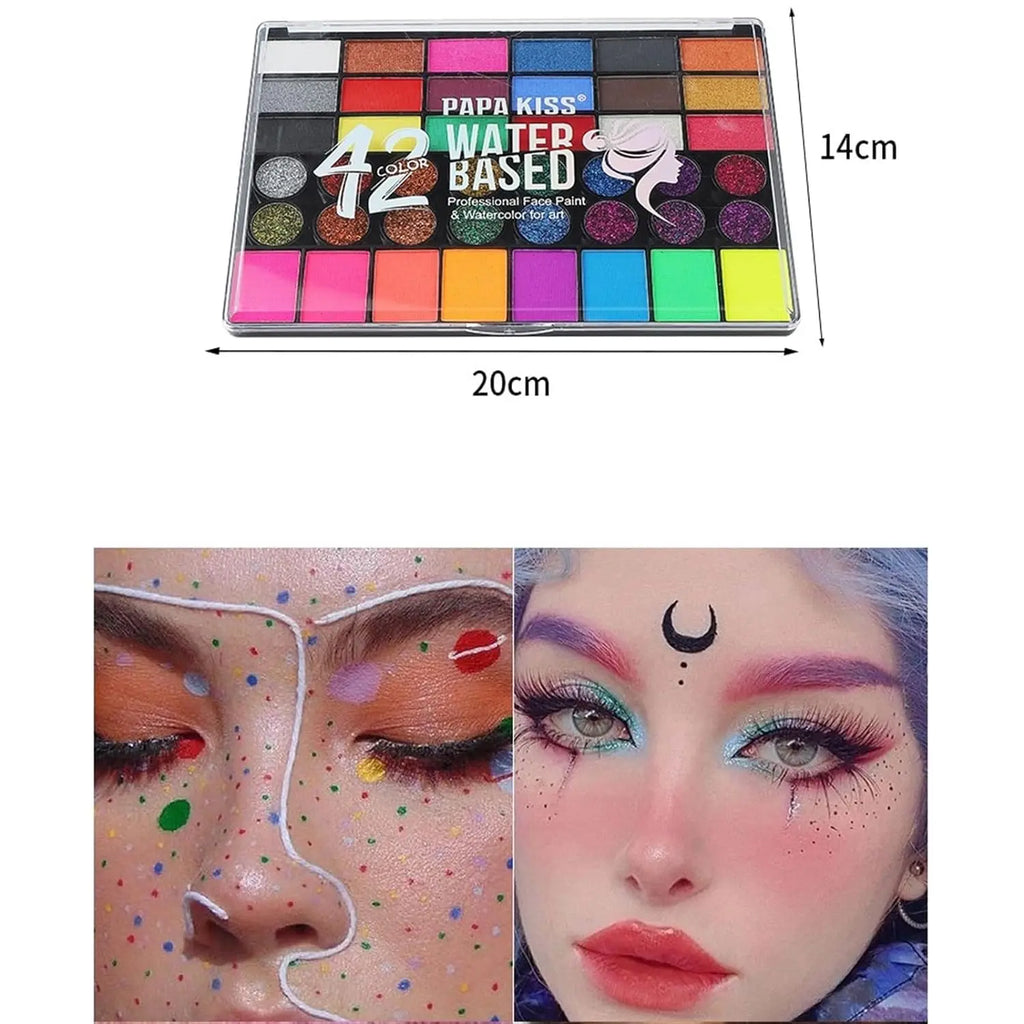Halloween Face & Body Paint Set – 42 Colors UV Neon Glitter