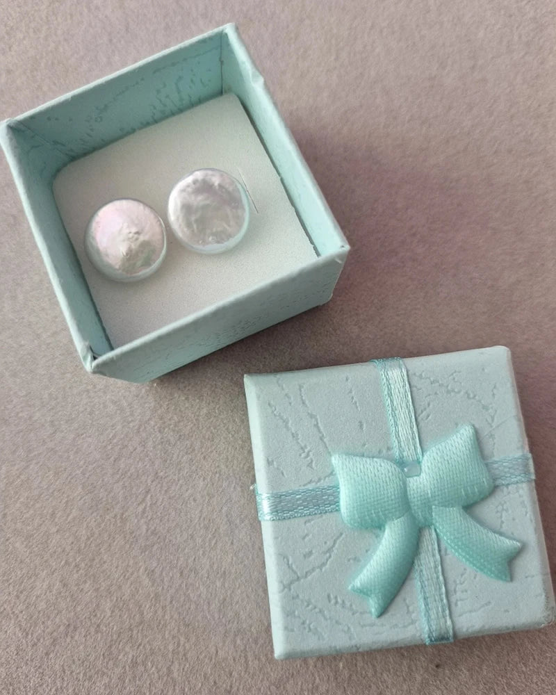 Baroque Button Pearl Stud Earrings