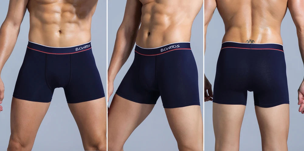 Men's Cotton Boxer Briefs, 4-Pack — Soft Letter-Waistband Underwear