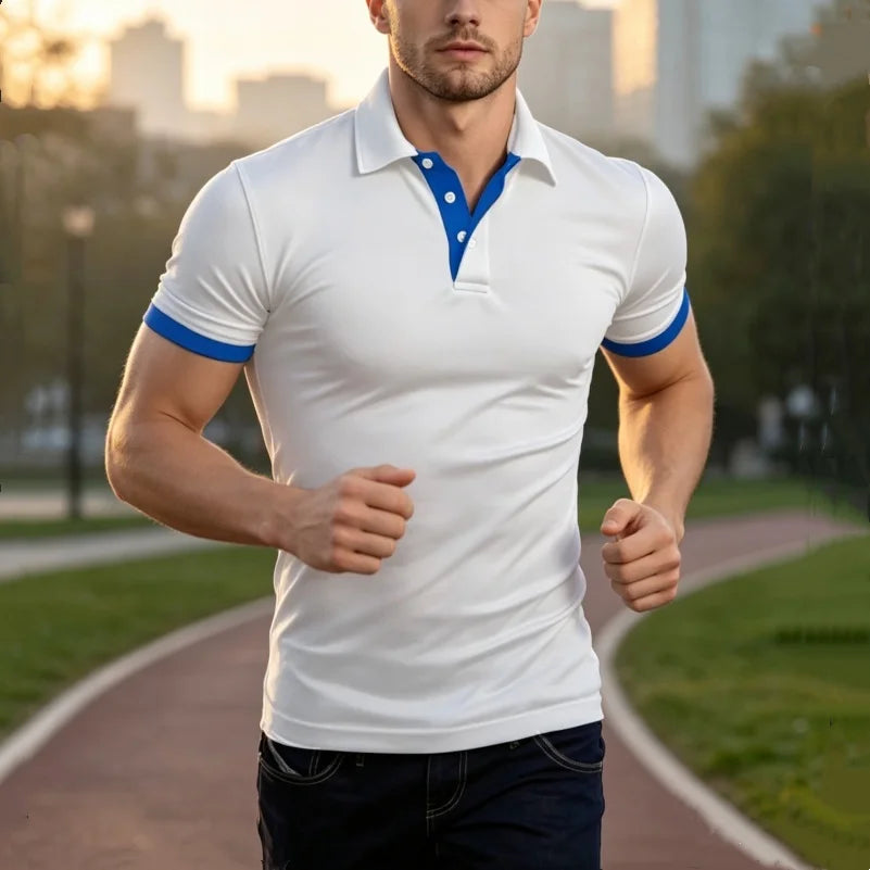 Men's Color Block Slim Fit Polo Shirt