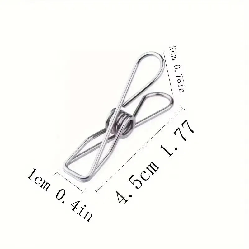 Stainless Steel Clothes Pins 20-Pack – Multi-Purpose Utility Clips for Laundry & Kitchen
