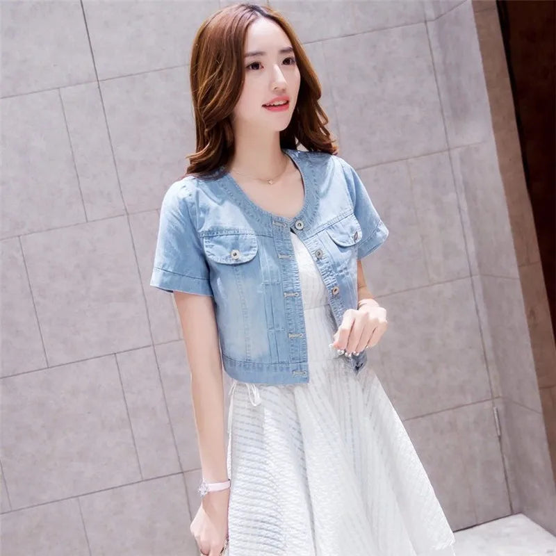 Women's Half Sleeve Denim Jacket