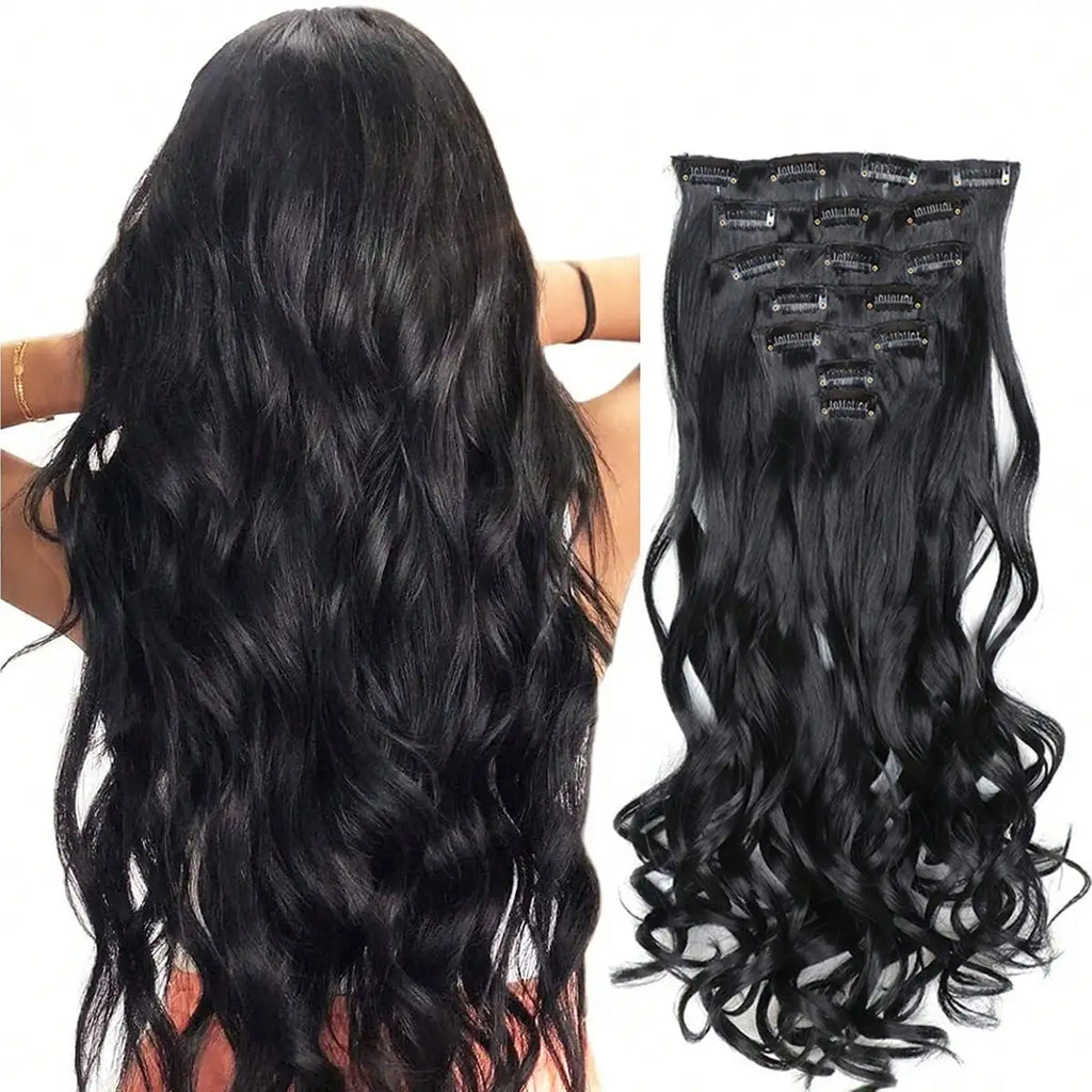 22-Inch Curly Clip-In Hair Extensions – 7-Piece Full Head Set