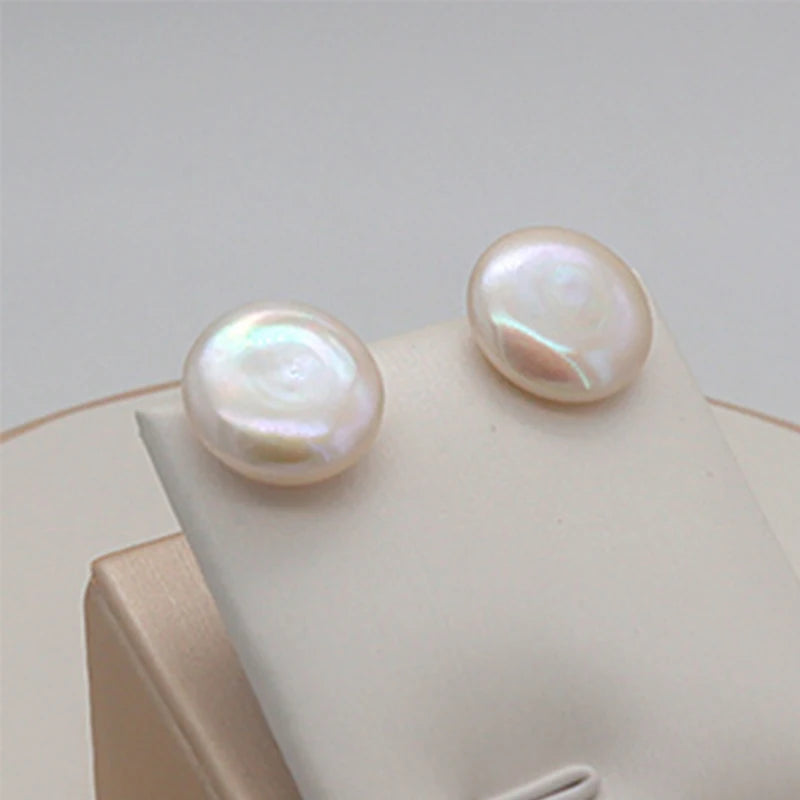 Baroque Button Pearl Stud Earrings