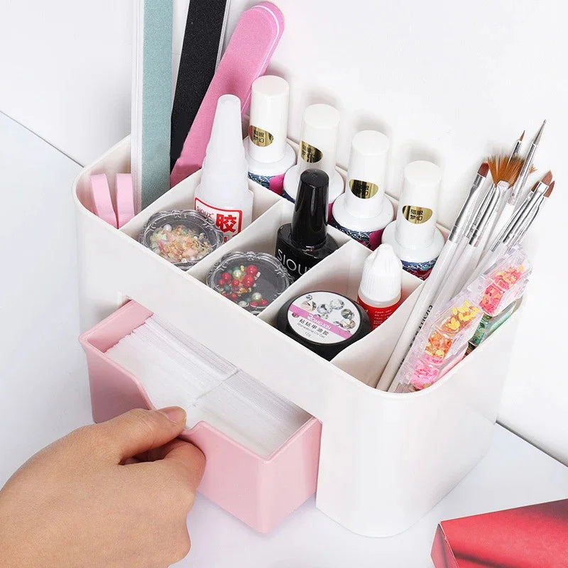 Nail Art Organizer Box – Desktop Drawer Storage for Cosmetics & Tools
