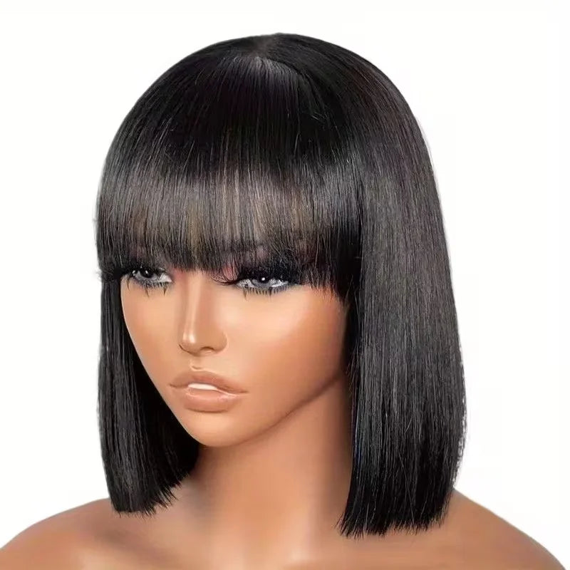 Curly Bob Wig with Bangs – 3x1 Lace Front, 200% Density