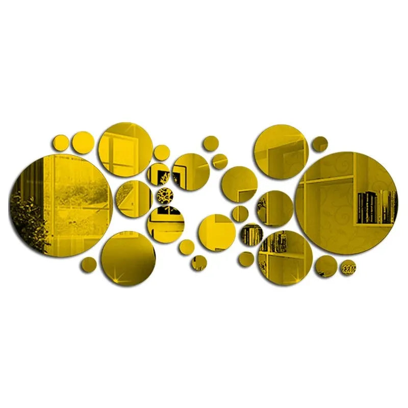 26-Piece 3D Acrylic Mirror Wall Stickers – Round DIY Decorative Mirrors