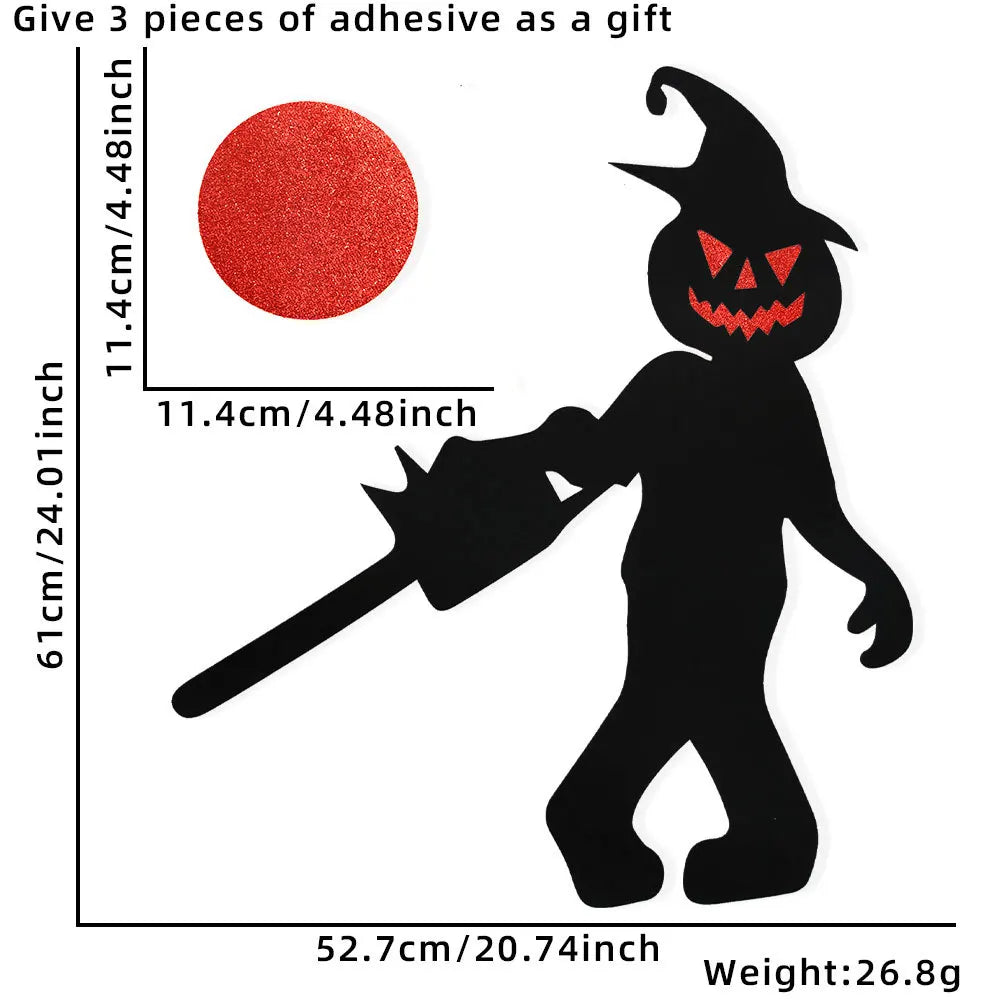 Halloween Felt Window Stickers – Spooky Devil, Witch & Ghost Glass Decals (7 Cute Styles)