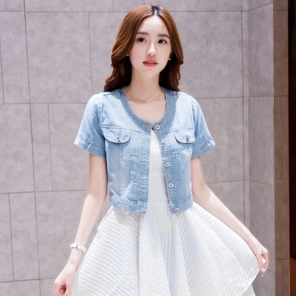 Women's Half Sleeve Denim Jacket