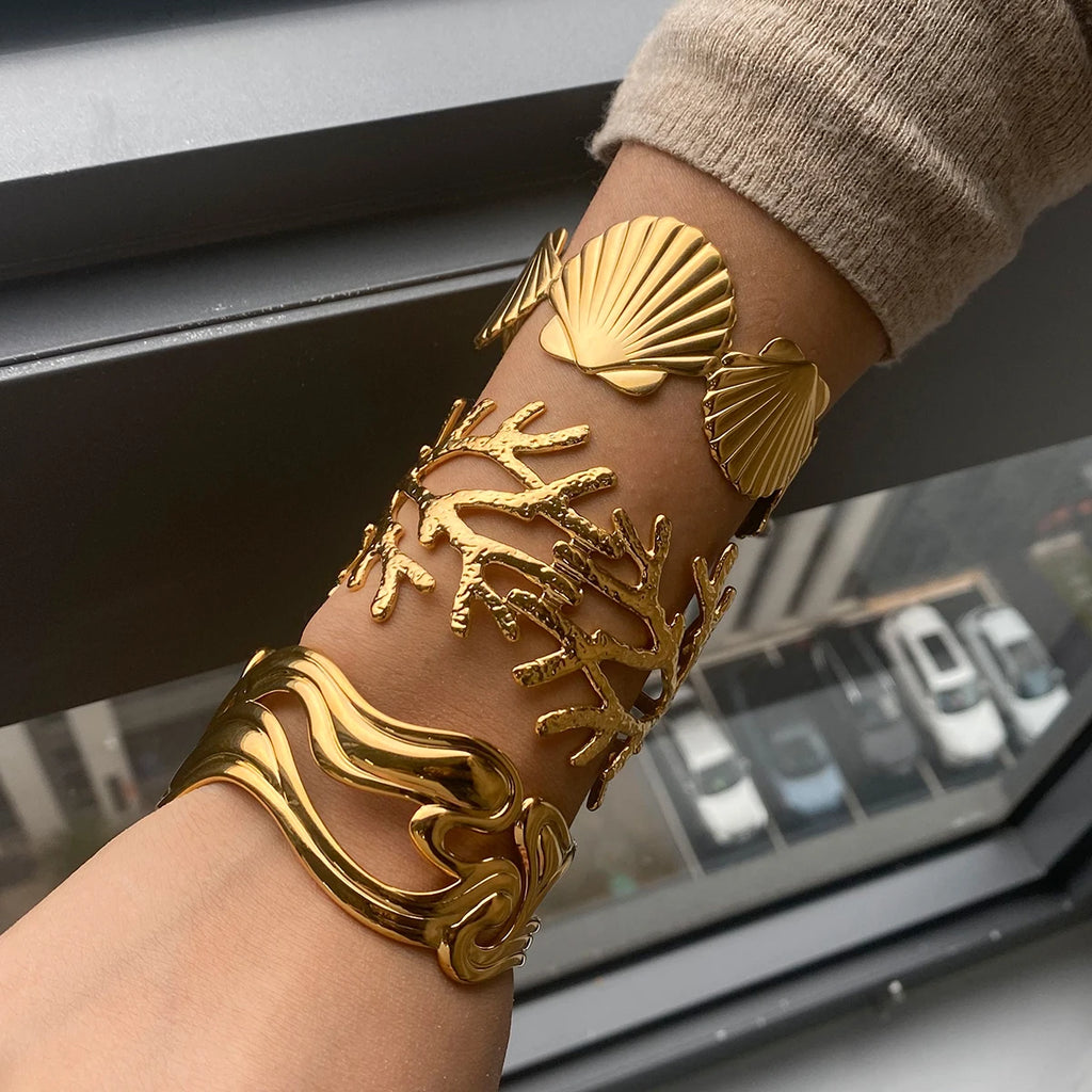 Wide Face Hollow Cuff Bracelet