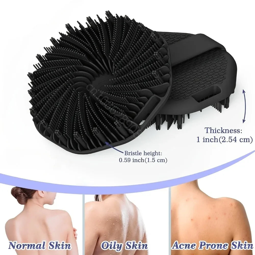 Soft Silicone Back Brush — Bath Shower Scrubber with Handle