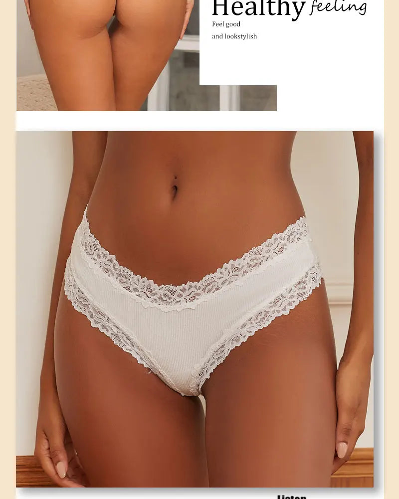 Women's Lace Seamless Brazilian Panties, 3-Pack — Cotton Ribbed Intimates