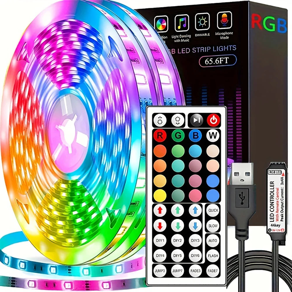 ChromaGlow RGB LED Strip Lights with Remote – 44-Key Color Changing Tape Light