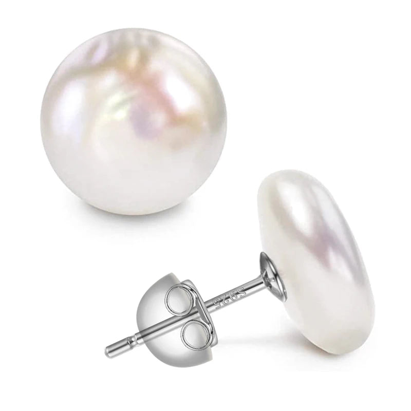 Baroque Button Pearl Stud Earrings