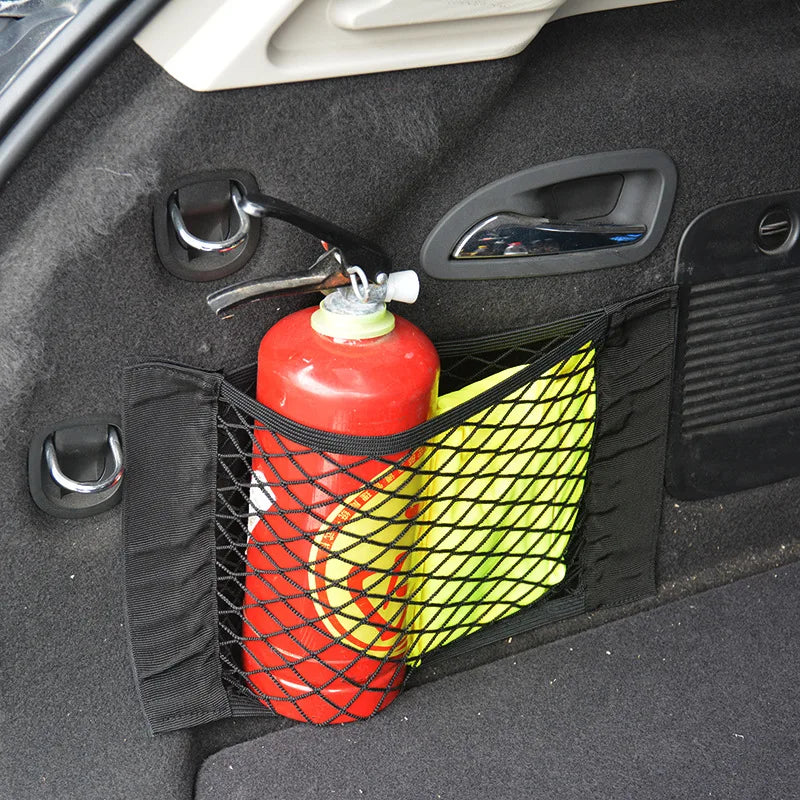 Universal Car Trunk & Seat Back Organizer – Elastic Mesh Net Storage Bag (5 Sizes)