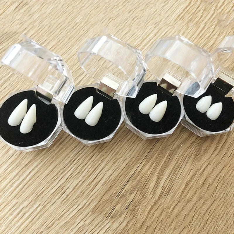 Realistic Vampire Teeth Fangs – Halloween Costume Teeth with Adhesive