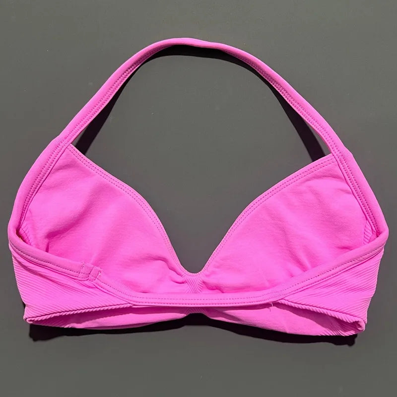 HISTELLO Women's Strappy Sports Bra — High-Support Seamless Gym Bra