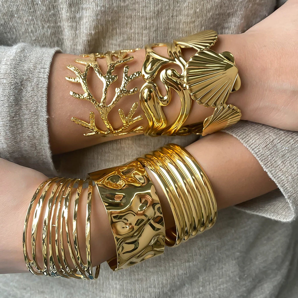 Wide Face Hollow Cuff Bracelet