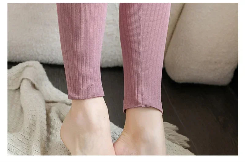 Women's Warm Thermal Underwear Set — Long-Sleeve Base Layer Top & Long Johns