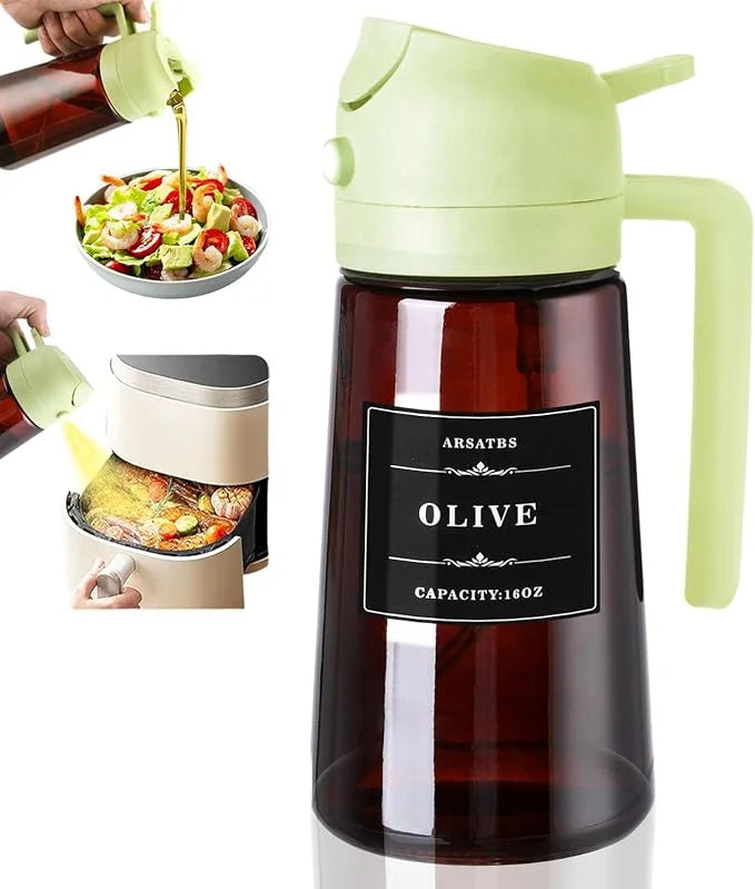 2-in-1 Glass Oil Dispenser & Sprayer – Olive Oil Mister Bottle